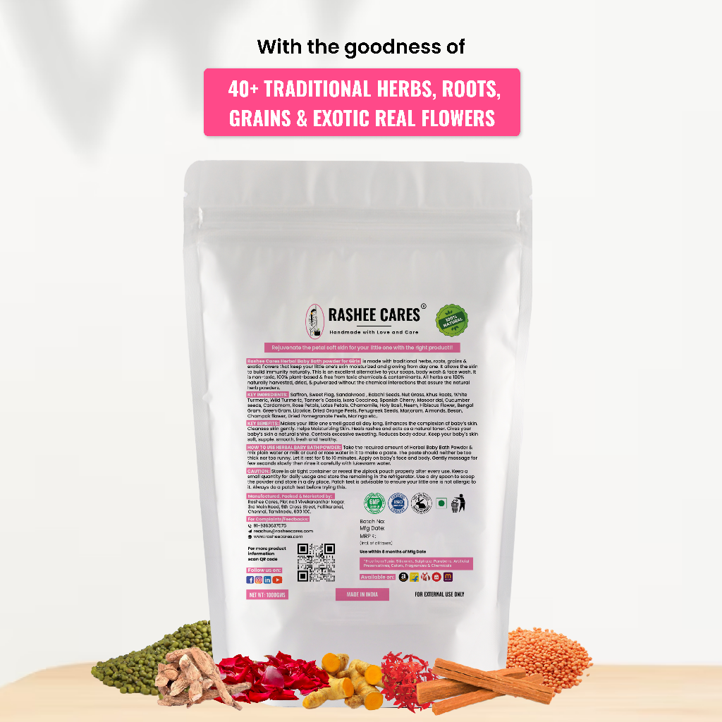 Rashee Cares Herbal Girl Baby Bath Powder For Delicate Skin