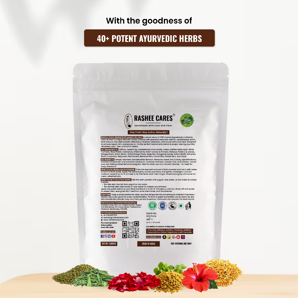 HERBAL BATH POWDER FOR MEN’S REFRESHED AND ENERGIZED SKIN!