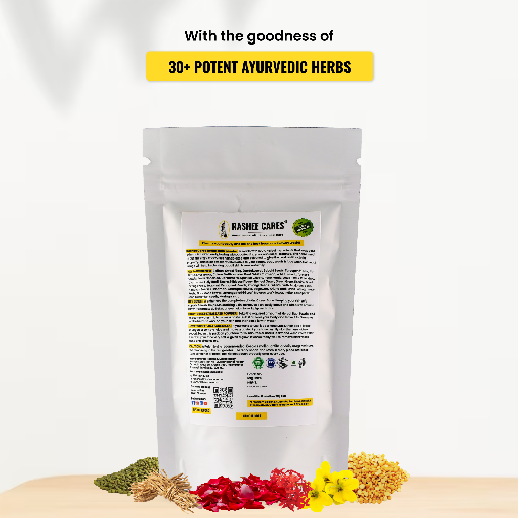Rashee Cares Herbal Adult Bath Powder For Glowing Skin(Nalangu maavu)100gm